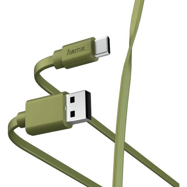 Charge_Data_Cable_Flat_USB_A___USB_C_1m_Green