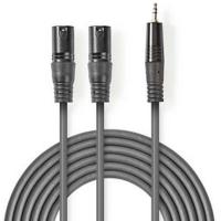 XLR_Audio_Cable_2X_XLR_3_PINS_M_3_5mm_M_3_0m_Grey