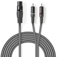 XLR_Audio_Cable_XLR_3_PINS_F_2X_RCA_M_3_0m_Grey
