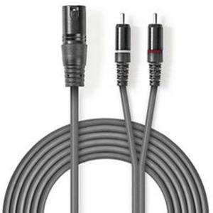 XLR_Audio_Cable_XLR_3_PINS_M_2X_RCA_M_3_0m_Grey